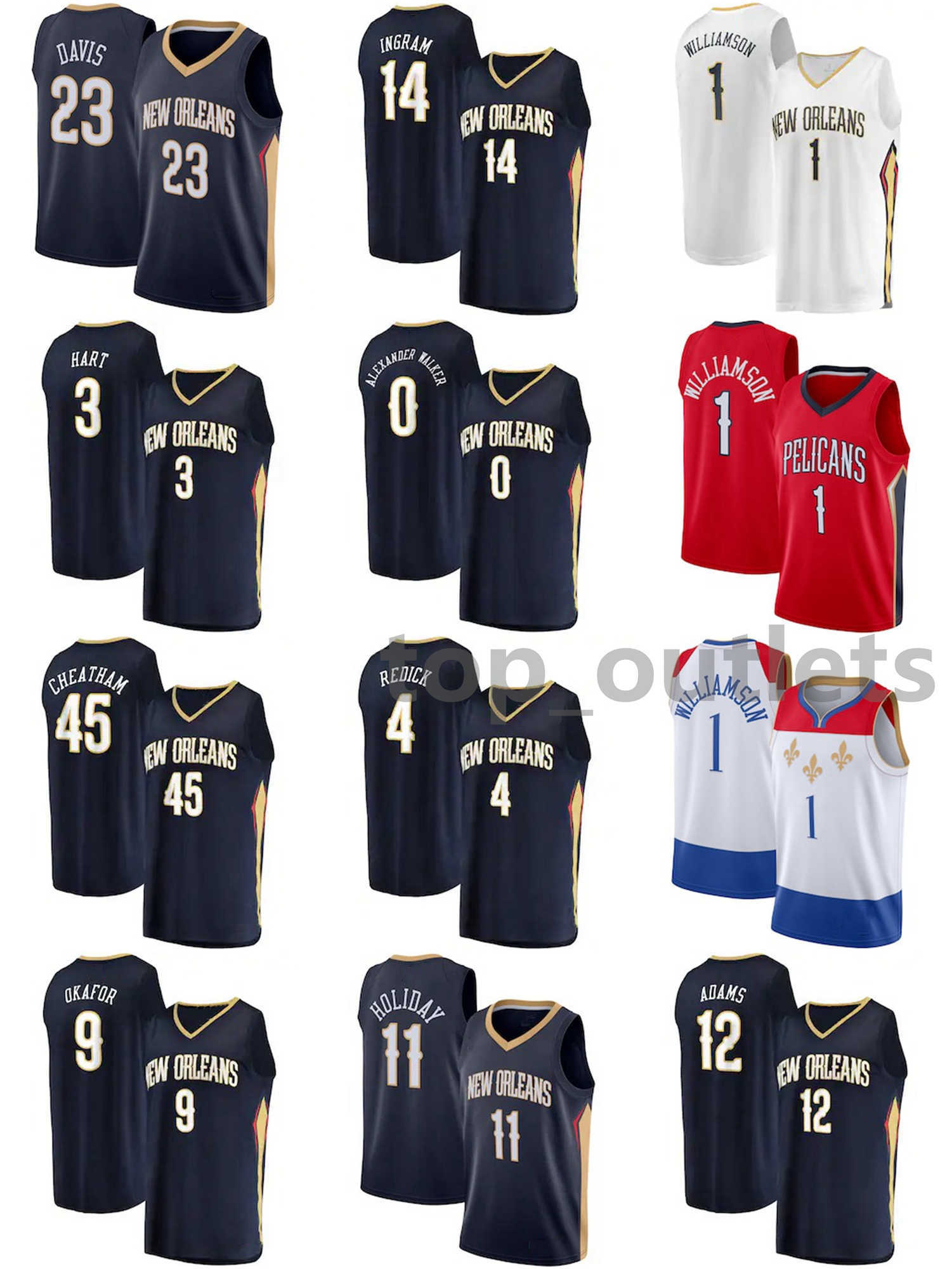 

Pelicans Basketball Jerseys Zion Williamson Jersey Anthony Davis Kira Lewis Jr. Brandon Ingram Jrue Holiday Jaxson Hayes Mesh Stitched Size, Black;red