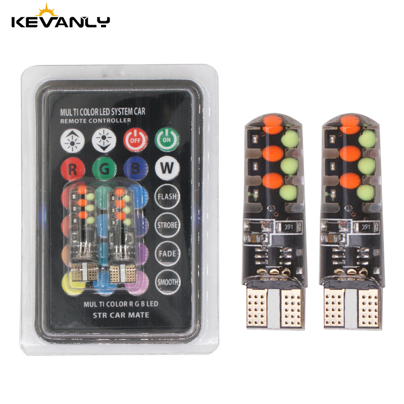 

RGB T10 Led 194 168 W5W 5050 SMD Car Dome Reading Light Automobiles Wedge Lamp Bulb With Remote Controller 12V