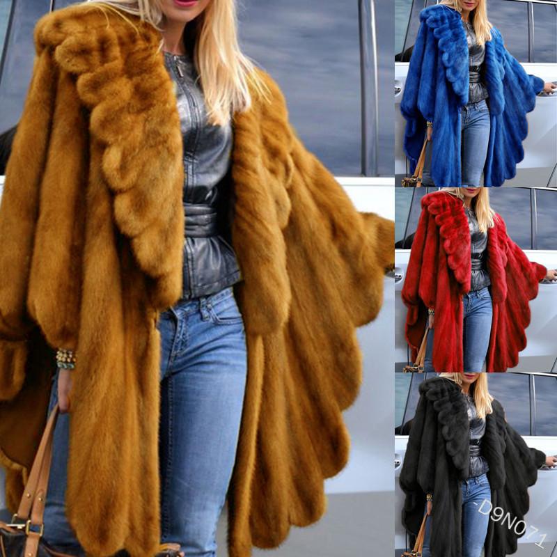 

Women's Fur & Faux Coat Mid Length Overcoat Fashion Solid Coats For Women, Black