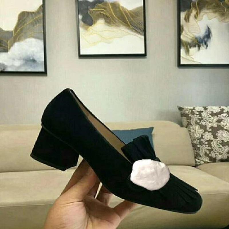 

Designer-Classic Mid Heeled Boat Shoes Designer Leather Occupation High Heels Round Head Woman Dress Shoe Large Size Us11 34-42, Black-ground leather