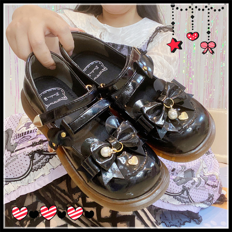 

Kawaii Beautiful Lolita Japanese Flat Shoes Girls Anime Cosplay Bowknot Sweet Velcro Female Luxury Girl Loli Goth Shoe I3c0