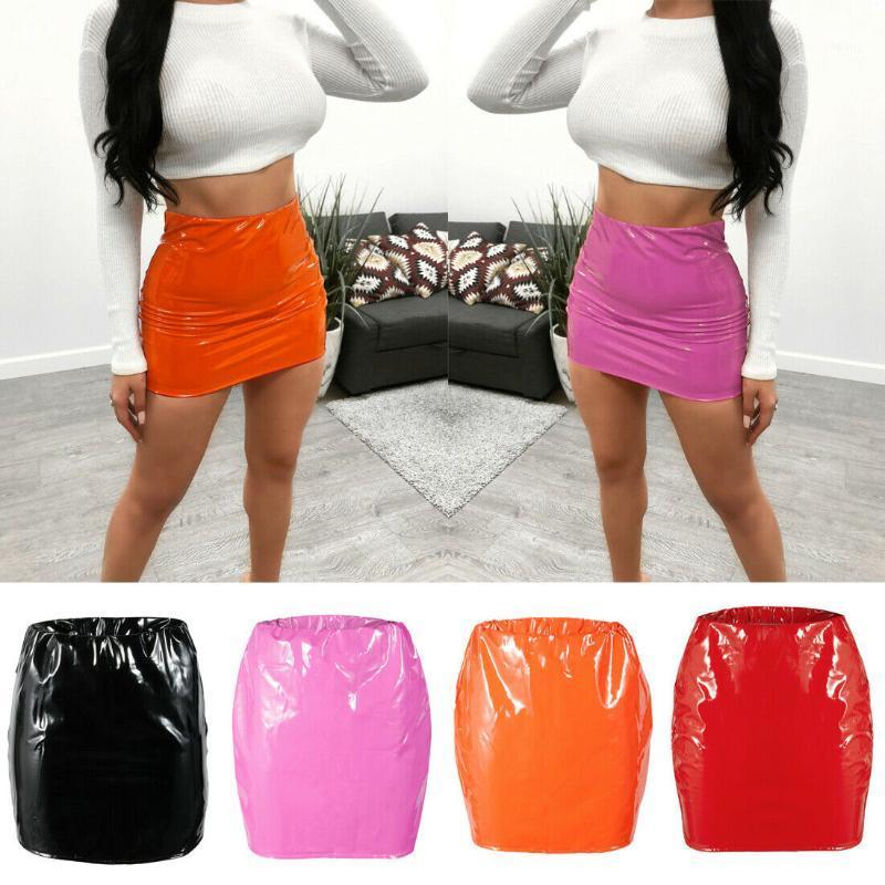 

Women Sexy Summer Bright Leather Bodycon Slim Micro Mini Ladies Stretch Skirt Evening Party Clubwear Beachwear Sundress Women' Swimwear, Black