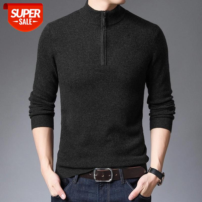 

Men Casual Turtleneck Sweaters 100% Wool Pullover Men Autumn Winter Fashion Slim Fit Knitted Sweater Half Zip Mens Sweaters #Fe8v, White;black