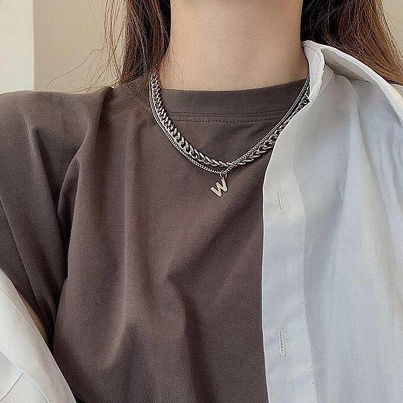 

Chains Letter Layered Necklace All-Match Hip Hop Link Choker Clavicle For Women Collier Collares