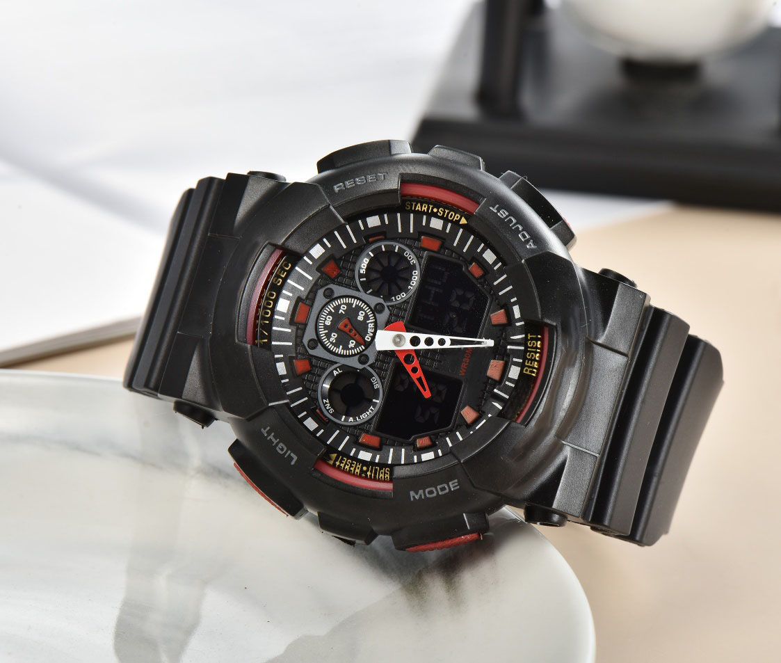 

Fashion Top Brand Watches Men Boy Rubber strap LED Multifunction Waterproof wrist watch GA09, Slivery;brown