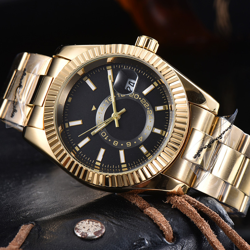 

4-2021Mens gold watch hot sale designer Montreux luxury quartz watch sports business military mens watch orologio free shipping, Box