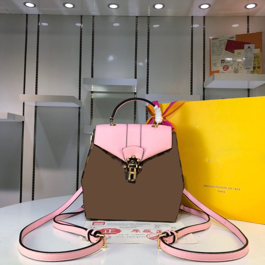 

Damier Ebene Clapton Backpack N42262 Pink Brown Size:21 x 21 x 11 CM V-173