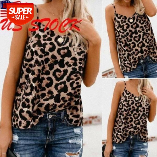 

Vogue Women V Neck Sleeveless Summer Bustier Tops Vest Leopard Tank Top Shirt Casual #lg5u, White