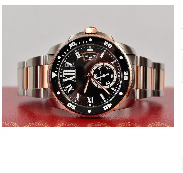 

Calibre de Diver Automatic Mechanical Movement Mens Watch 18K Rose Gold m7100054 42mm Men's Wristwatches, Slivery;brown