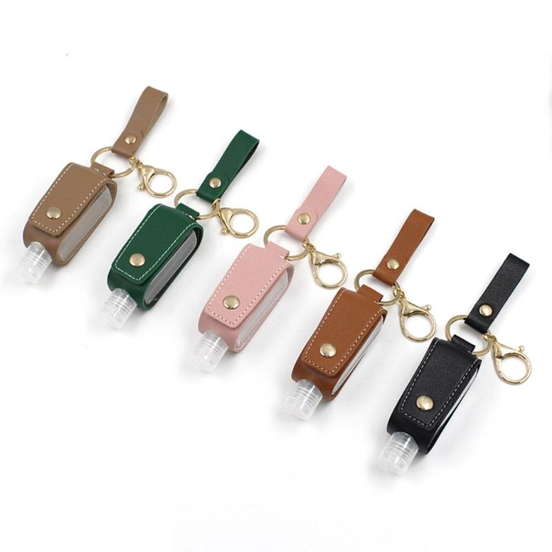 

Portable Empty Travel Bottle Set PU Leather Pouch Holder Keychain Small Squeeze Bottles Refillable Containers