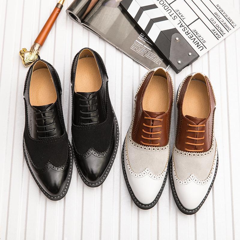 

Casual Male Oxfords Shoes Retro Zapatos De HombreMen's Pu Leather High Quality Est Fashion Dress Shoes2021, Black