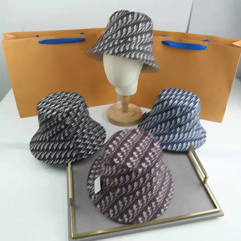 

Luxury Mens Women Wide Brim Bucket Hat Classic VIntage D Letters Print Korean Fashion Brand Designer Street Hip Hop Fisherman Beach Sunshade, Blue;gray