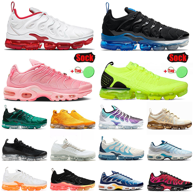 

Vapours TN Plus Mens Women Running Shoes Big Size Us 13 Fly Knit Flynit TNS Moc Laceless Black White Off Atlanta Fresh Pink Kaomoji Purple Red Sports Sneakers Trainers, B16 40-46 sup fire pink