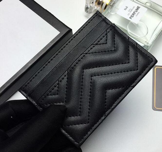 

New fashion Card Holders woman Letter mini wallet Wholesale Designer pure color genuine leather Black wallet with box, Black cowhide