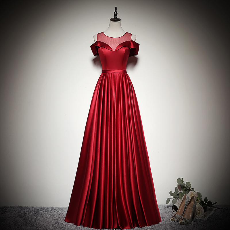 

Luxury Red Women Mesh Party Evening Prom Dress Off Shoulder Bride Banquet Ball Gown Vestido S-xxl Nknu, Burgundy
