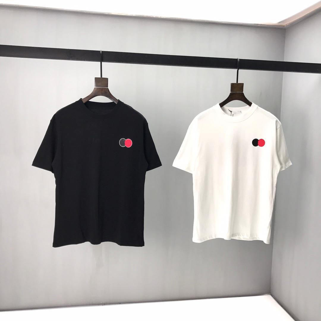 

21SS T-shirt men's summer short-sleeved high-quality T-shirt shirt 3D letter fashion embroidery round neck men's and women's, White;black