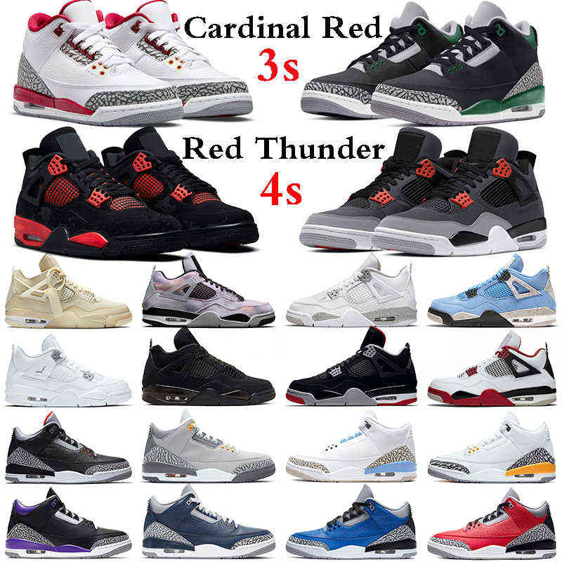 

Topest Quality Jordons 4 Basketball Shoes 3 Sneakers Men Women 4s Red Thunder Infrared Cardinal Pine Green White Oreo University Blue Black Cement UNC Court Trainers, #2 lightning 36-47