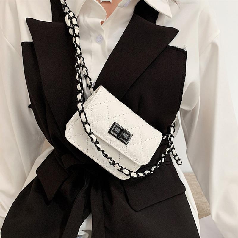 

Shoulder Bags Chest Women For Crossbody Bag Brand 2021 Quality Leather Chain Waist Packs Lady Handbag And Purse, Black