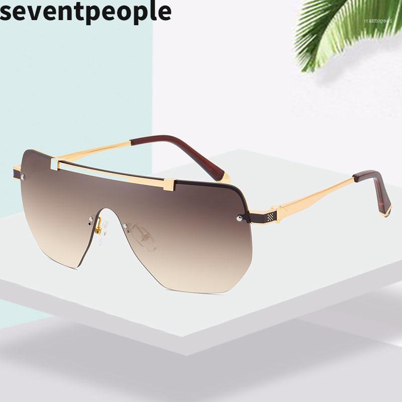 

Sunglasses Oversized Semi-Rimless Square Men Fashion One-Piece Gradient Sunglass Vintage Flat Top Gafas De Sol1