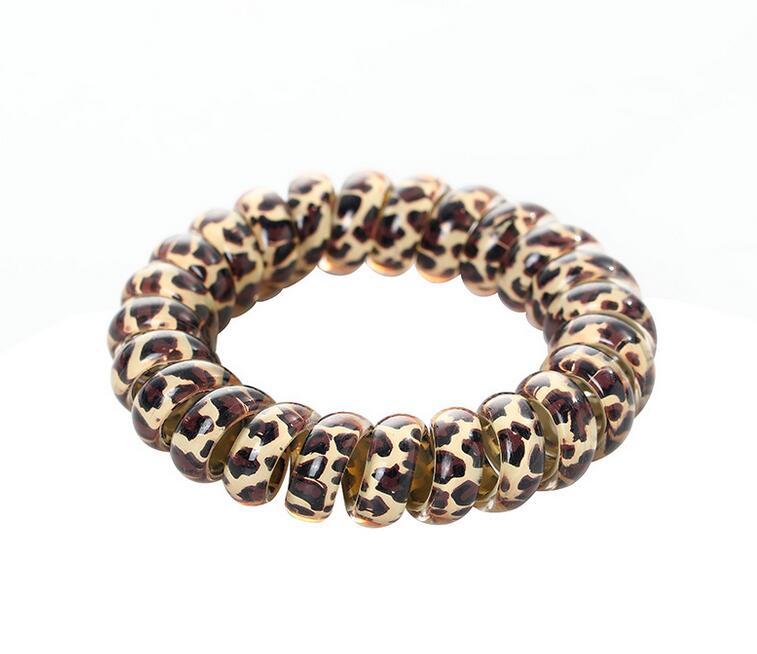 

2021 Women Girl Telephone Wire Cord Gum Coil Hair Ties Girls Elastic Hair Bands Ring Rope Leopard Print Bracelet Stretchy Hair Ropes