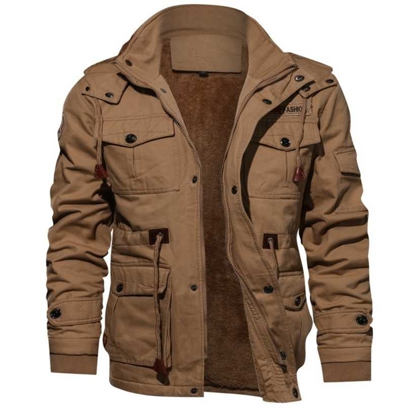 

Male Military Jackets Warm Parkas Men's Winter Jackets And Coats Fleece Warm Hooded Coats Thermal Thicker Outerwear 211029, Black