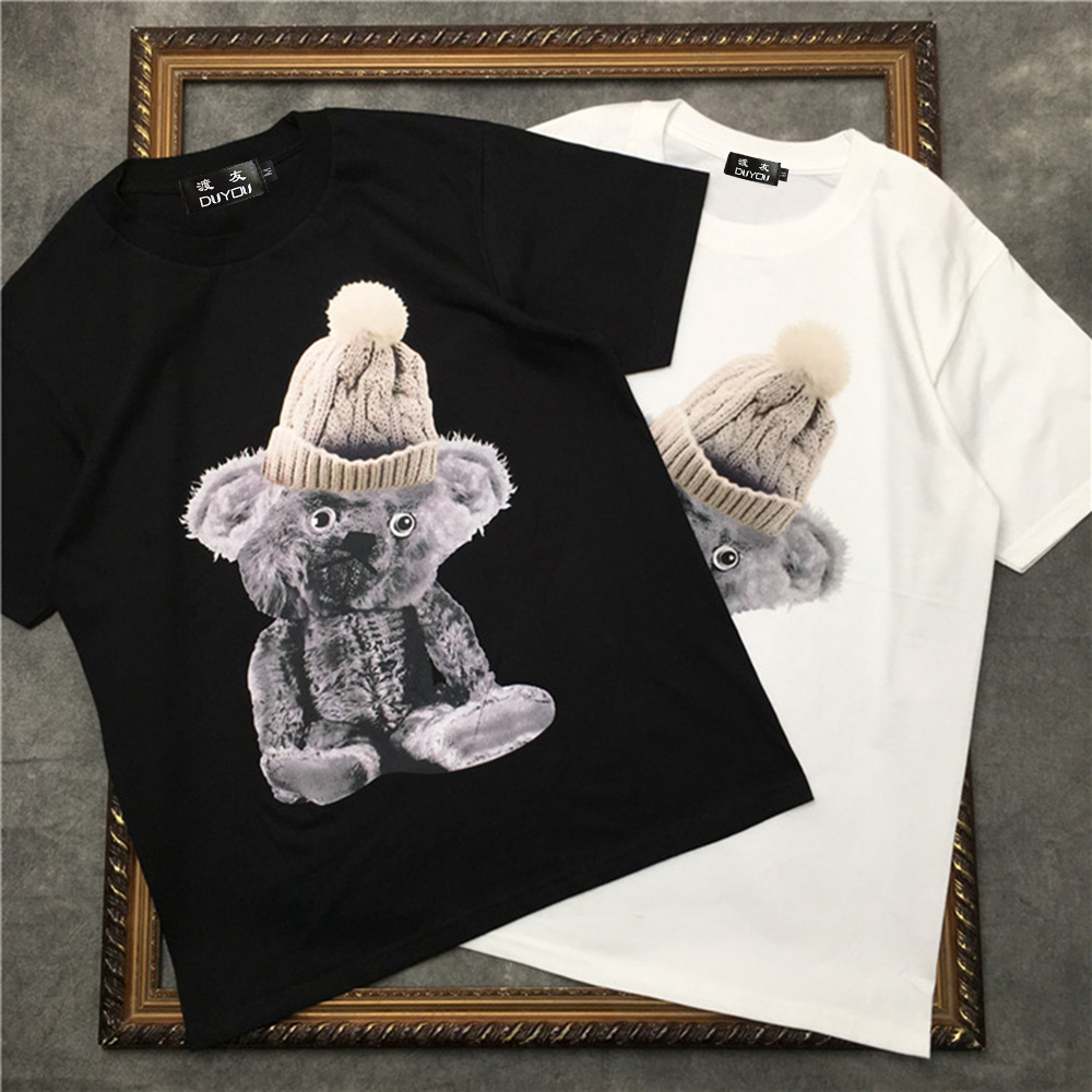 

2021 New Barrett Men' Short-sleeved T-shirt Koala Wearing a Hat Pattern Women t Shirts|streetwear 2191001612 65pb, Black