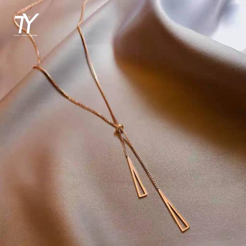 

Chokers Simple Rose Gold Titanium Steel Colorfast Necklace For Woman Korean Fashion Jewelry Gothic Accessories Sexy Girl Clavicle Chain