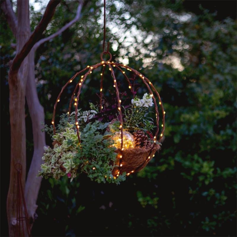 

Christmas Decorations Artificial Hanging Basket Flocked With Mixed And LED Lights Ornament Xmas Home Decor Navidad