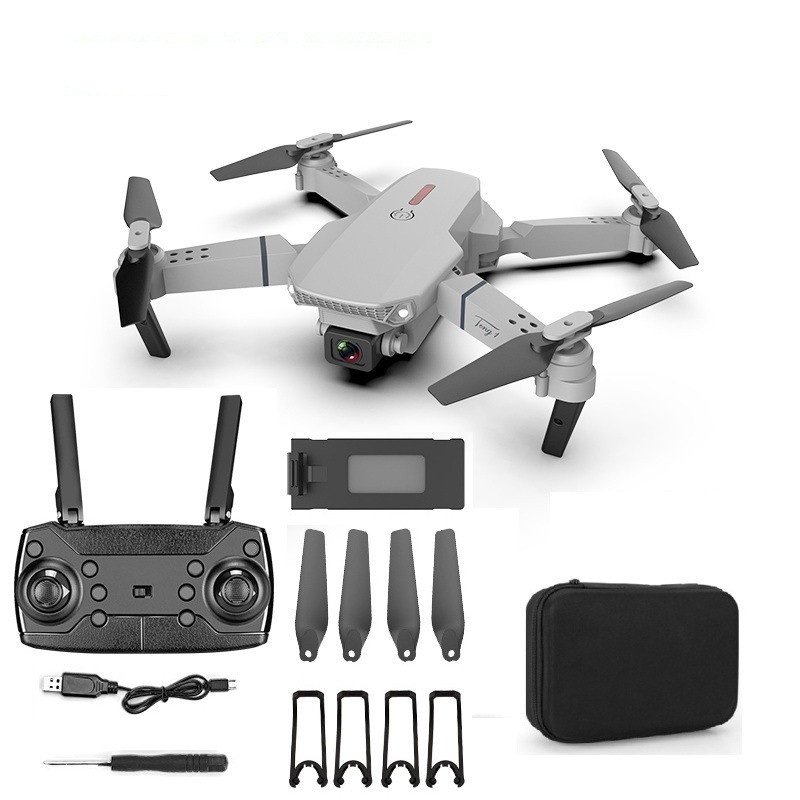 

E88 Non-professional Intelligent Uav Drone With Wide Angle HD 4K 1080P Dual Camera Height Hold Wifi RC Foldable Quadcopter Dron Gift Toy, Gray handbag (2 million pixels)