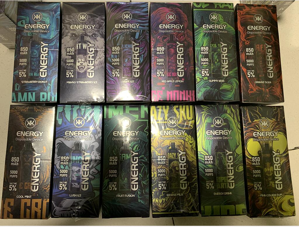 

100% Authentic High Quality Energy 5000Puffs Cigarettes Disposable Device Kit 12ml Pods 850mAh Battery Vape Pen XXL VS Puff bars Bang Mesh vapes