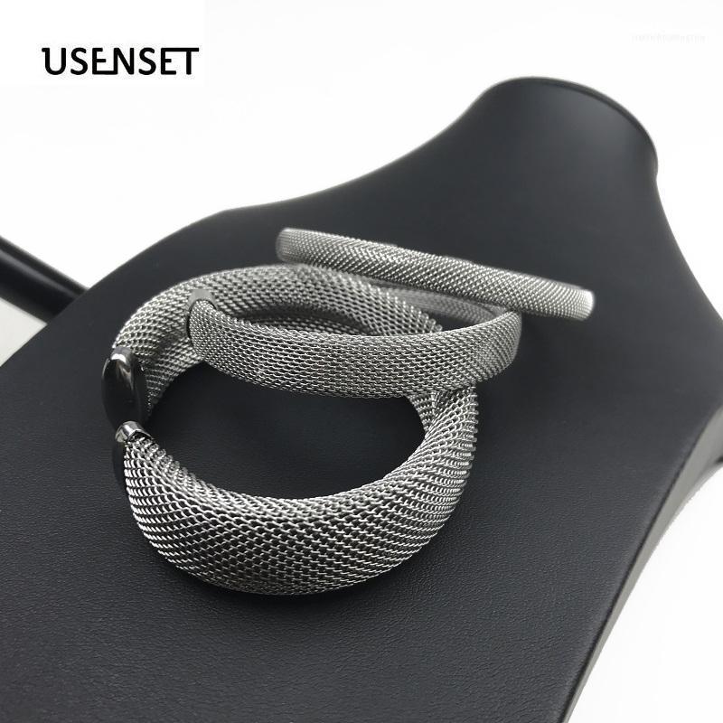 

Bangle USENSET High Quality Stainless Steel Mesh Open Silver Color Round Shape Wheat Weave Cross Bracelets For Women&Men Jewelry1