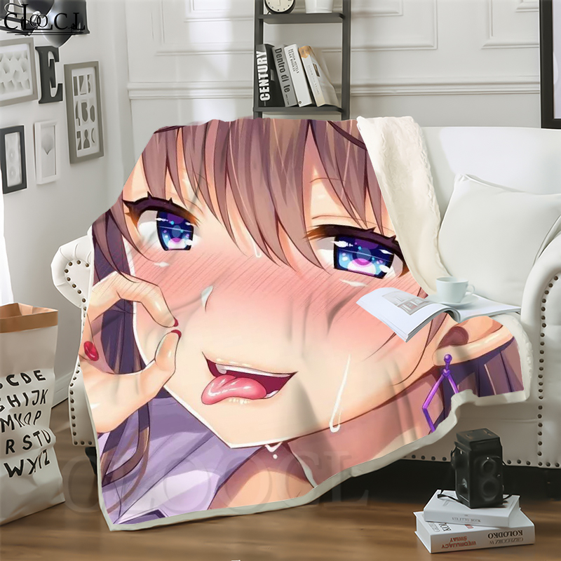 

CLOOCL Anime Ahegao Endless Expression 3D Print Harajuku Conditioning Blanket Sofa Teens Bedding Throw Blankets Plush Quilt