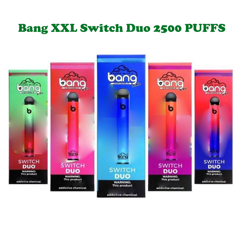 

Bang XXL Switch Duo Disposable Vapes Pen Device Pod E Cigarette Kit 2500 Puffs 7ml 1100mAh 8 colors