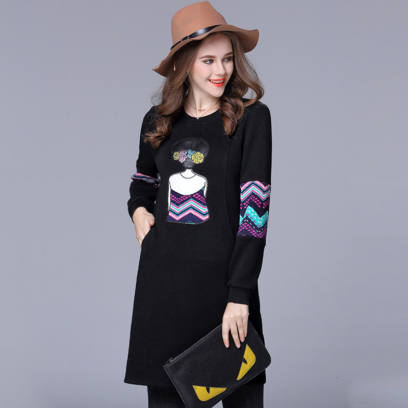 

2021 New Cotton Sweater Female Black Thick Winter Es Patchwork Vestidos Plus Size Women Clothing 6xl Wxf674 Pi1i