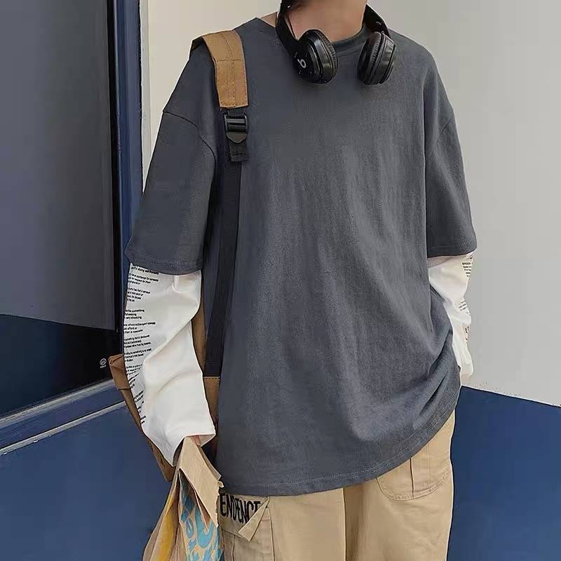 

2021 New Harajuku Retalhos Dos Homens Hip Hop Tshirt Streetwear Solto Punk Moda Japo Legal Oversize Slido t Camisa Masculina Mjkk, Black