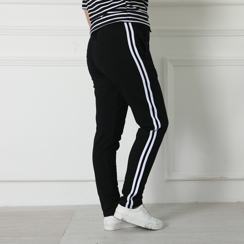 

2021 New Increase Fertilizer 3xl- Cotton Jogger Women's Striped Side Sweatpants Super Loose Sports Pants Casual Pbrx, Black.