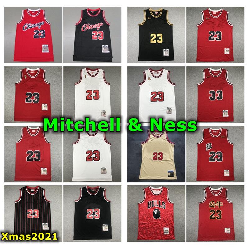

Vintage Mens CHICAGOan 23 Mitchell Ness Swingman Jersey Authentic 33 Scottie Pippen Michael Stitched Retro Basketball Jersey With Logo Tags, Black;red