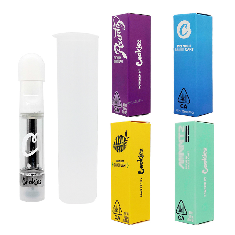 

Premium Cookies Cartridge New Package 0.8ML 1.0ML Pyrex Glass Tank Ceramic Coil Thick Oil 510 Vape Pen Carts La Kush Apline