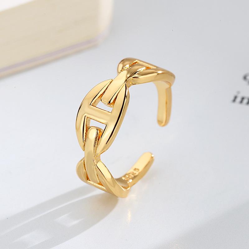

Cluster Rings Vintage Link Ring For Women Korean Fashion Adjustable Finger Accessories Female Jewelry Bulk Items Wholesale Lots KAR328, Golden;silver