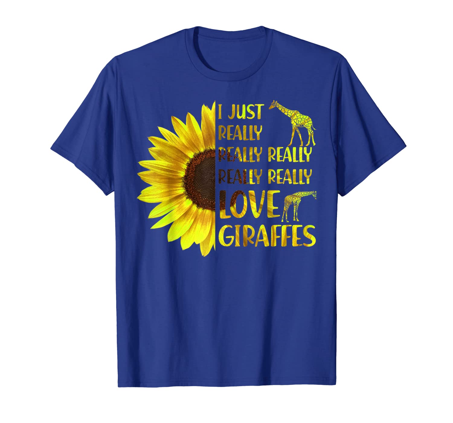 

I Just Really Really LOVE Giraffes Hippie Sunflower Tshirt, White;black