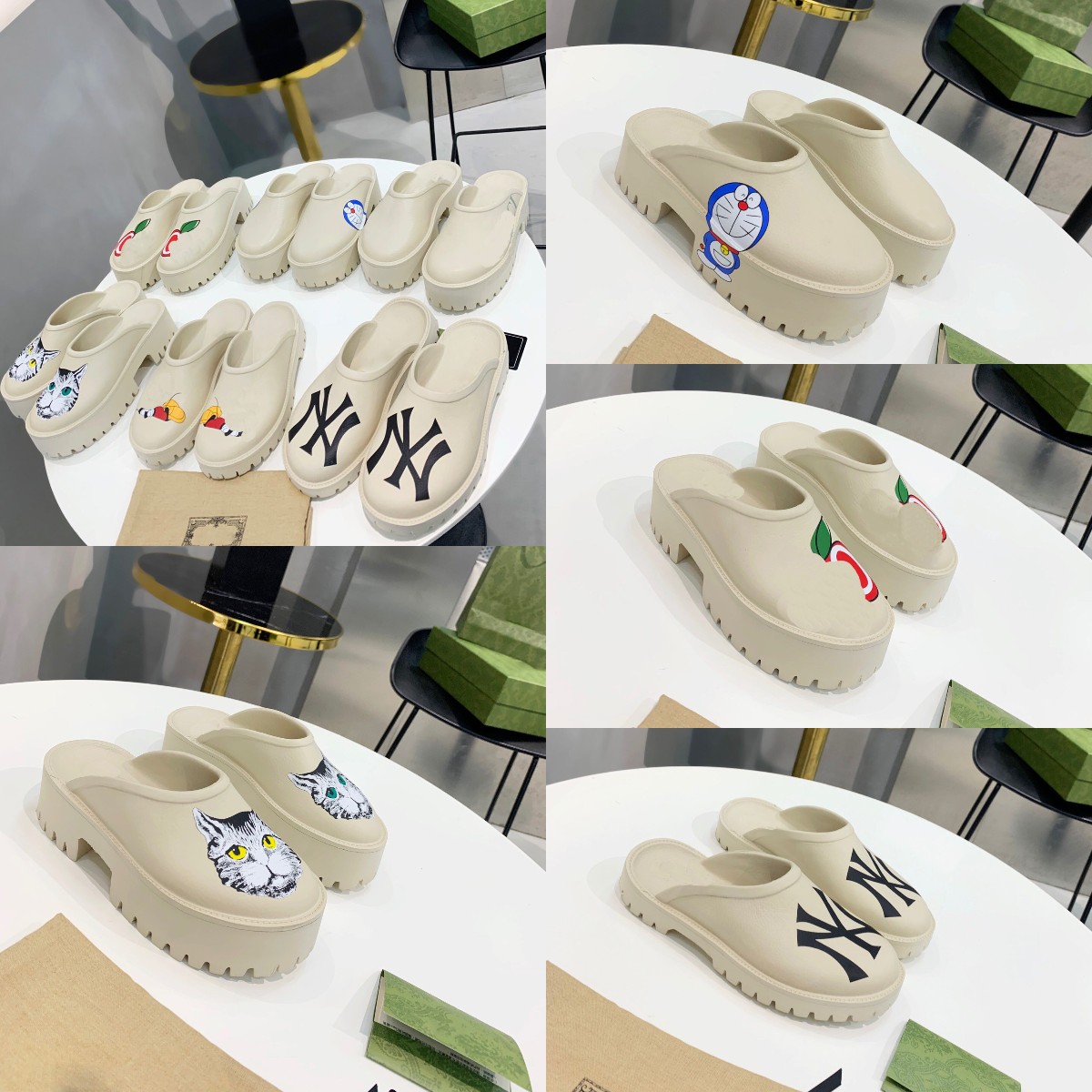 

2021 Designer Perforated Sandals Women Hole Increase Platform Slippers Transparent Rubber Materials Slipper Hollow Pattern Slides Summer Sandal 5CM/2.5CM Heel Box