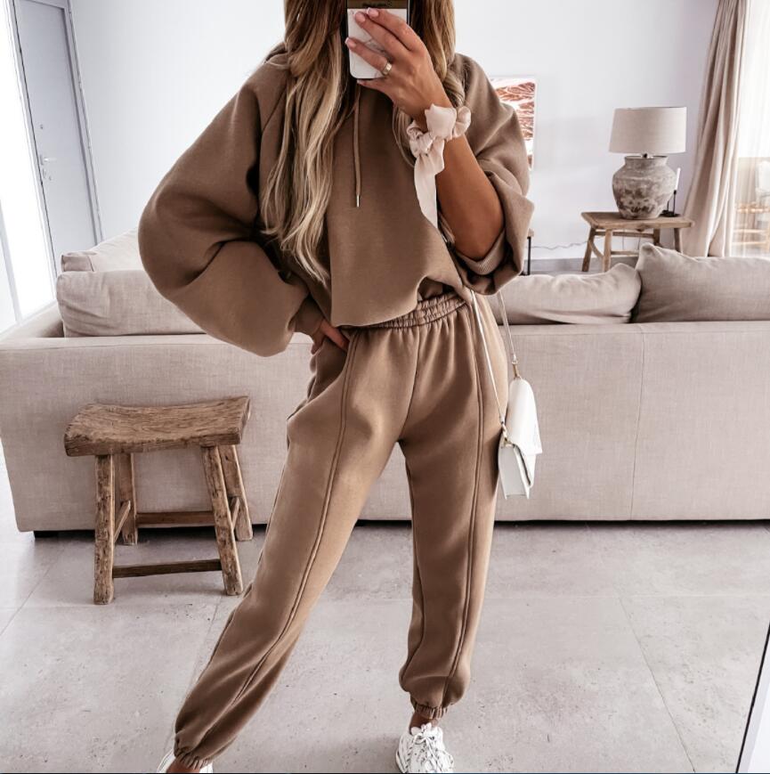

5 colors Women Two Piece Set Sports suit Female Tops High Waist Long Pants 2PCS letter Printed Tracksuit Fashion spring Autumn Women Clothing, Black