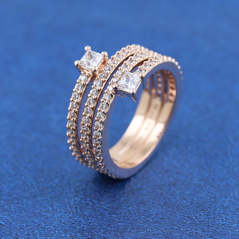 

Factory wholesale 925 Sterling Ring Silver Rose Gold Plated Triple Spiral Band Fit Jewelry Engagement Wedding Lovers Fashion Ring For Women