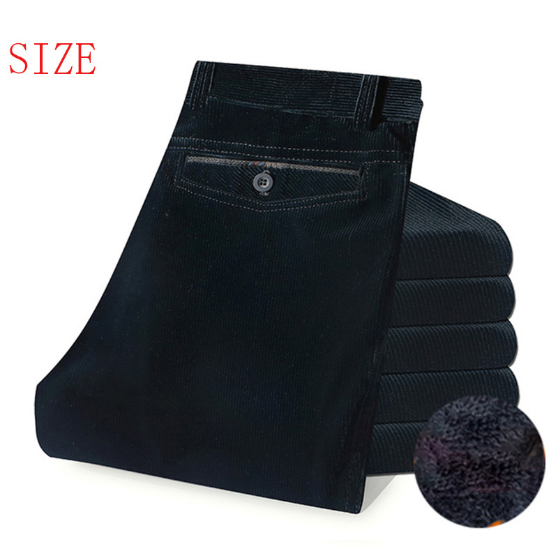 

2021 Winter New Men Stretch Leisure Warm Fleece Male Trousers High Quality Casual Baggy Long Straight Slim Pants Acg2, Blue