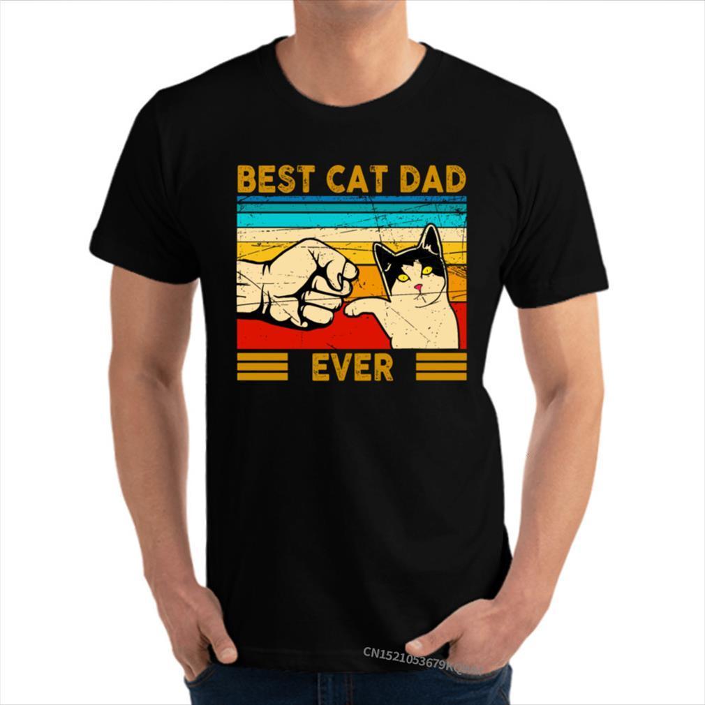 

cat dad ever daddy vintage men lover father camisa 100% premium cotton funny birthday for, White;black