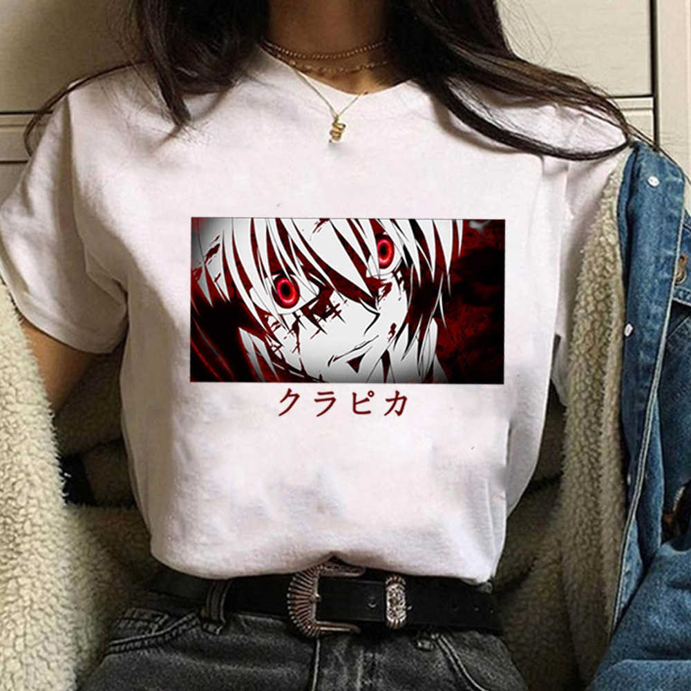 

hunter x hunter Kurapika eyes Anime Manga Tees Short Sleeve T Shirt Printed tops X0621, Black1