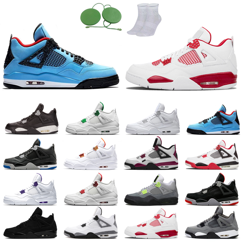 

4s man basketball shoes cool high color Black Cat court Sports University Red Neon bred Alternate Motorsport orange metallic dark White Cement Grey Fire oreo Pine, Travis