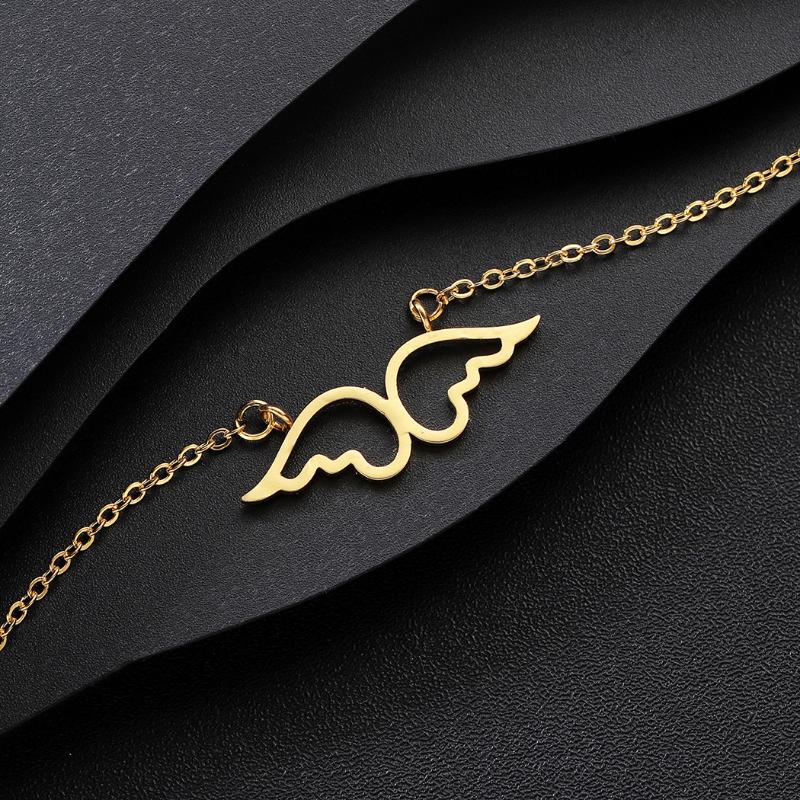 

Chains Guardian Of Love Angel Wing Necklace For Women Fashion Clavicle Chain Necklaces Girls' Gifts Stainless Steel Jewelry Wholesale, Silver