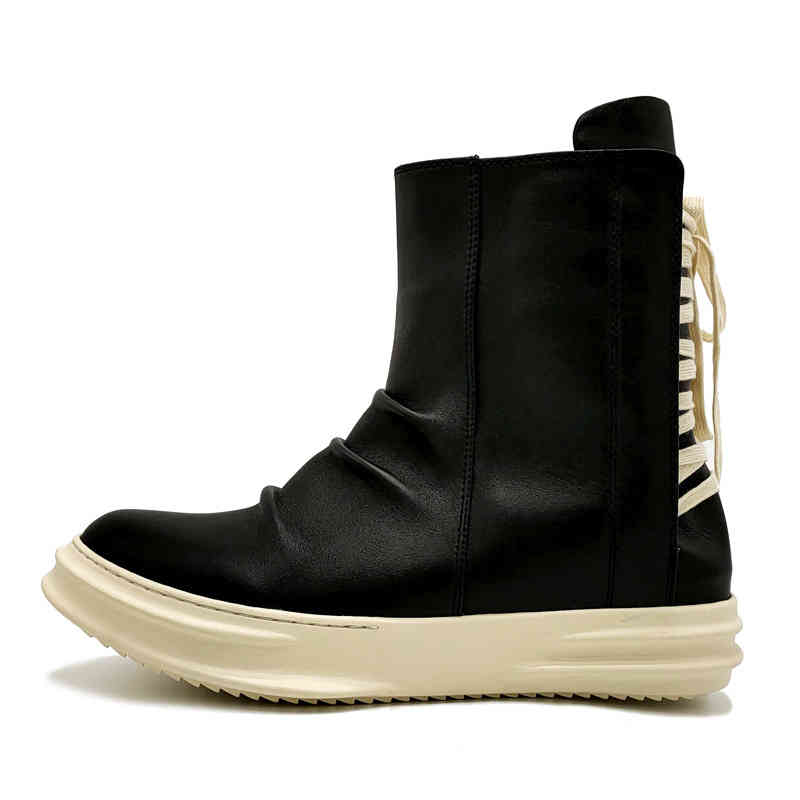 

Boots Guangzhou shoes casual 's wo high top thick soled leather lace up zipper raised board couple short, 1# shoe box