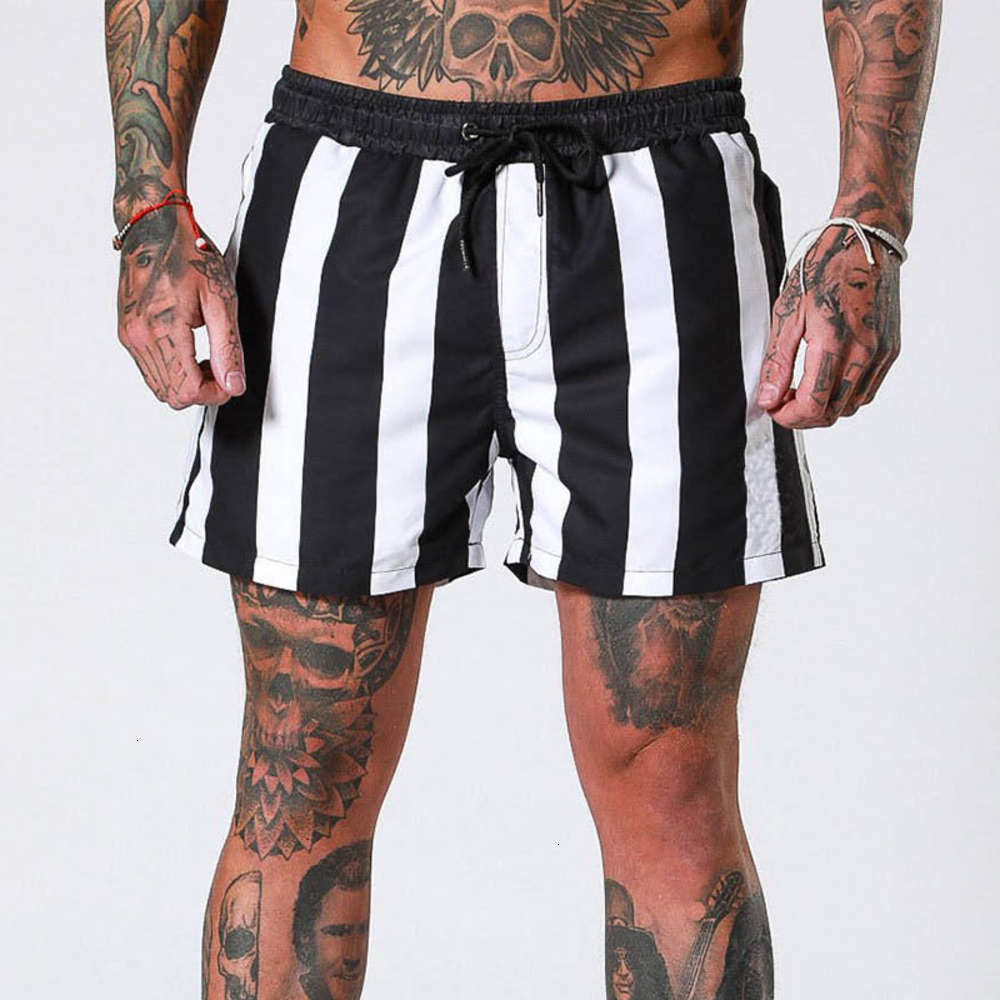 

Stripe Men's Swimwear Shorts Quick-drying Swimming Suits For Men Fashion Beach Short Board Surf Breathable Printing Bathing Sui